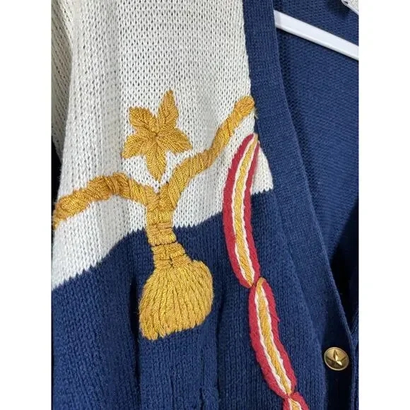 Limited Editions Vintage Nautical Embroidered Button Cardigan Sweater 80s 90s L - Picture 2 of 10